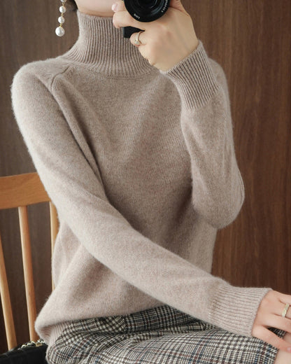 Elegant Solid Color Long-Sleeve Sweater
