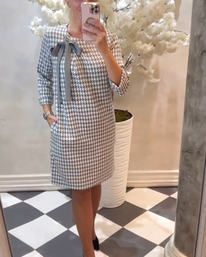 Elegant Houndstooth Design Dress