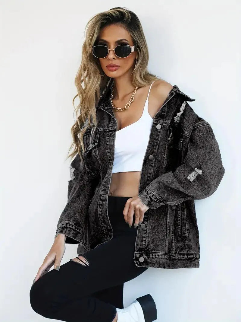 Fashionable Women's Oversized Denim Jacket