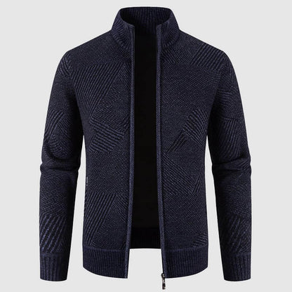 Stylish Men's Cardigan Jacket Geometric Pattern