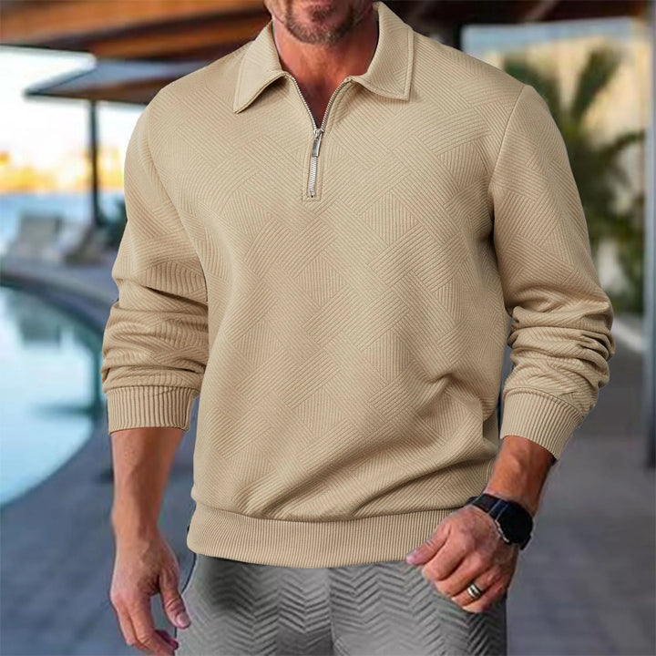 Herren Pullover Halbzipper Stehkragen Modern - IdealeKleiden