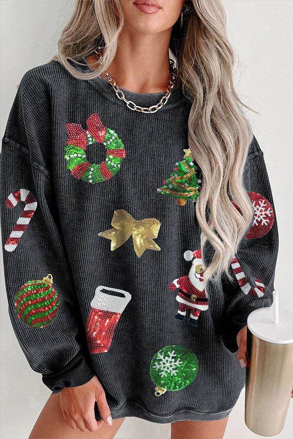 Christmas sweater glitter sequin design