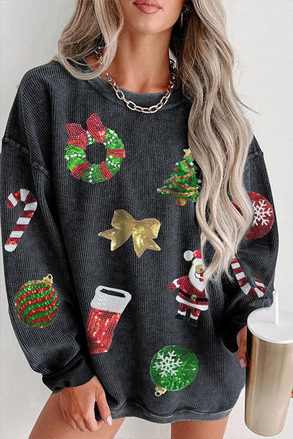 Christmas sweater glitter sequin design
