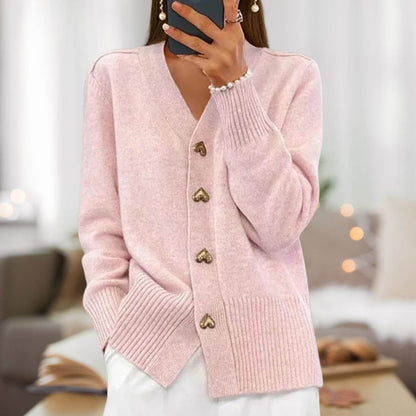 Women's Cardigan Heart Buttons Elegance