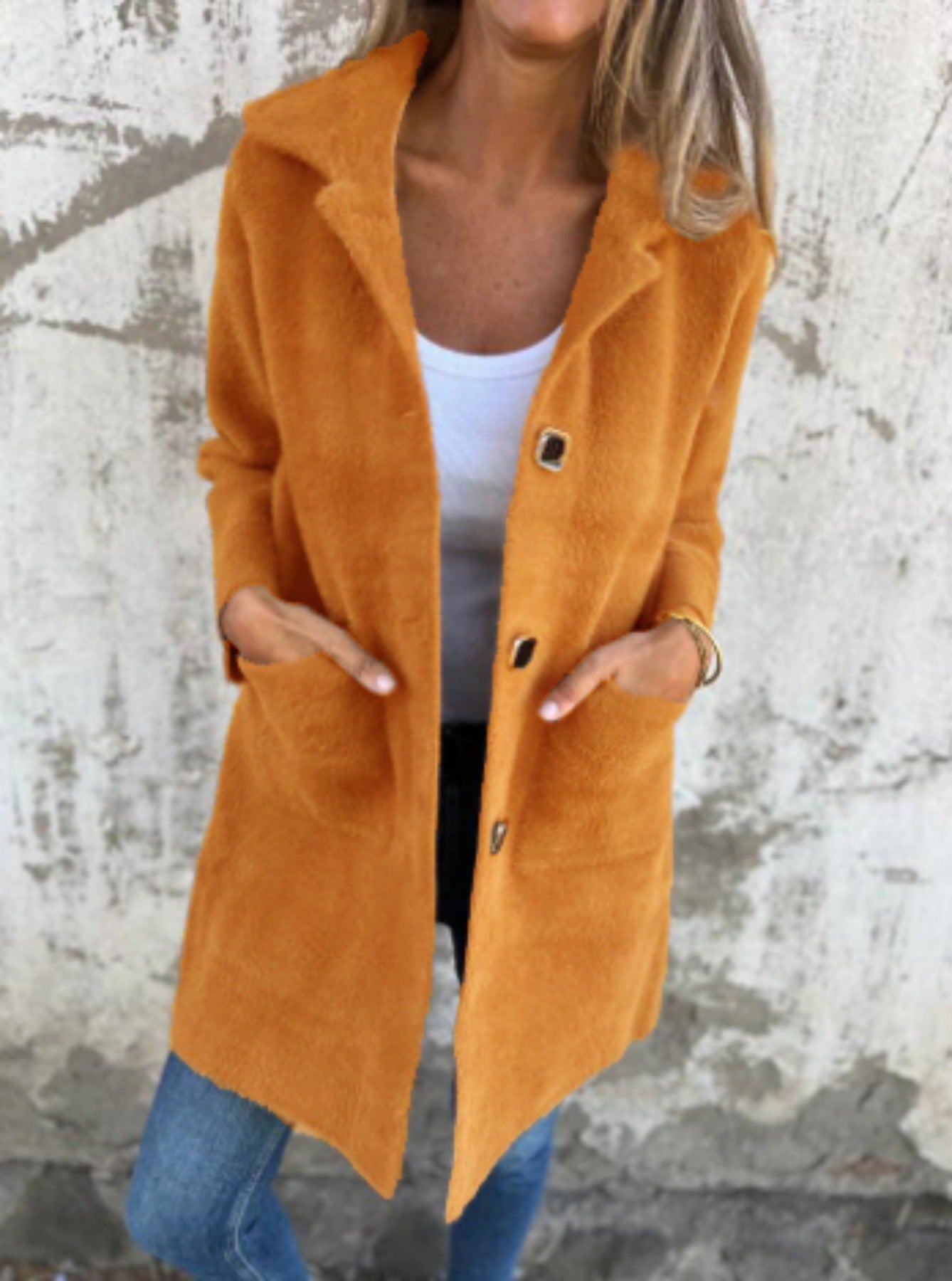 Long Women's Jacket Modern Buttons