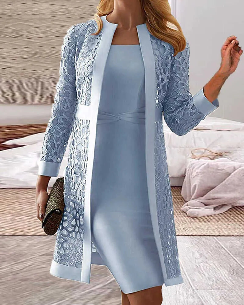Elegant Women's Vest 2-Piece Lace Look