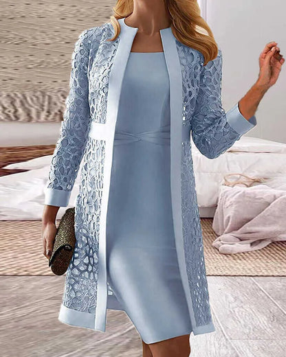 Elegant Women's Vest 2-Piece Lace Look