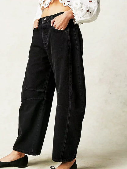 Women's Wide Leg Jeans Trendy Printed