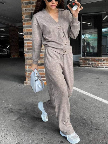 Women's Elegant V-Neck Cashmere Set