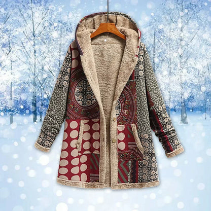 Women's Fleece Jacket Long Hooded Coat Relaxed Fit