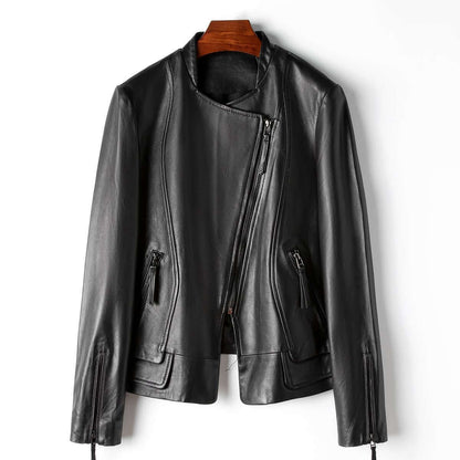 Elegant Women's Leather Jacket Trendy Style