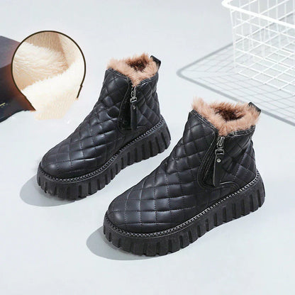 Women's Platform Ankle Boots Warm Comfortable Zipper