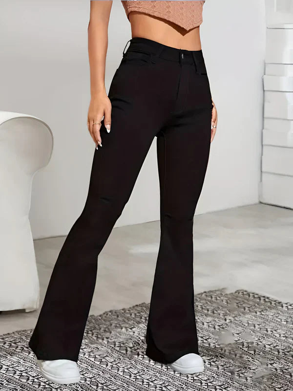High-Waisted Women's Jeans with Flare Leg and Stretch