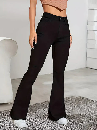 High-Waisted Women's Jeans with Flare Leg and Stretch