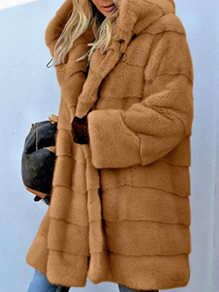 Faux Fur Parka Jacket with Hood Oversized