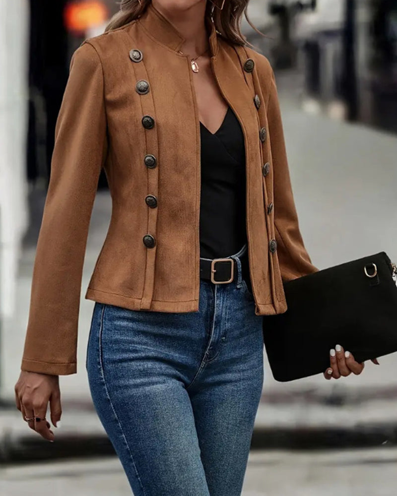Women's Double Breasted Blazer Elegant Black