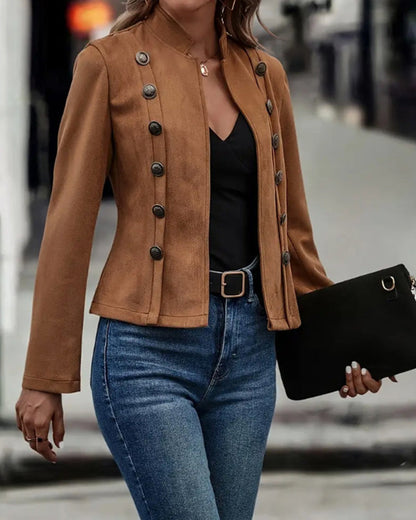 Women's Double Breasted Blazer Elegant Black
