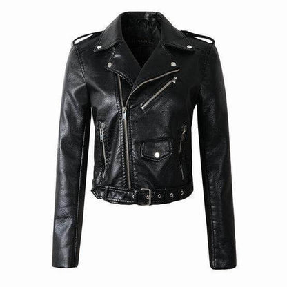 Frauen Lederjacke Biker Style - IdealeKleiden