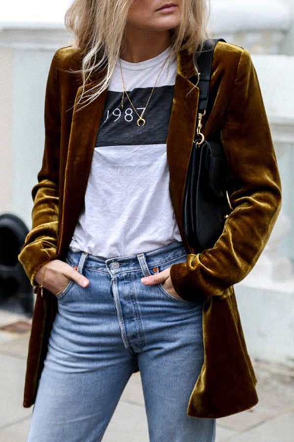 Stylish Velvet Blazer Women Streetwear