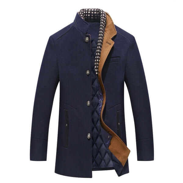 Men's Slim Fit Wool Winter Coat Black