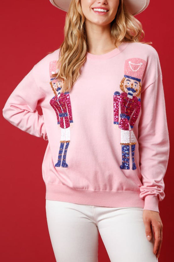 Sequin Christmas Sweatshirt Loose Fit