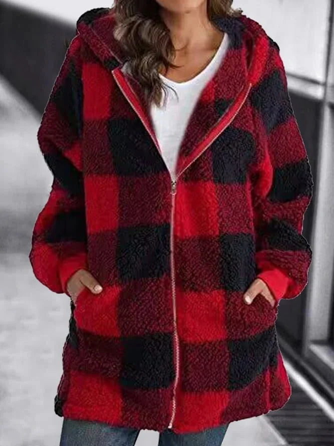 Large Plaid Winter Coat Plus Size