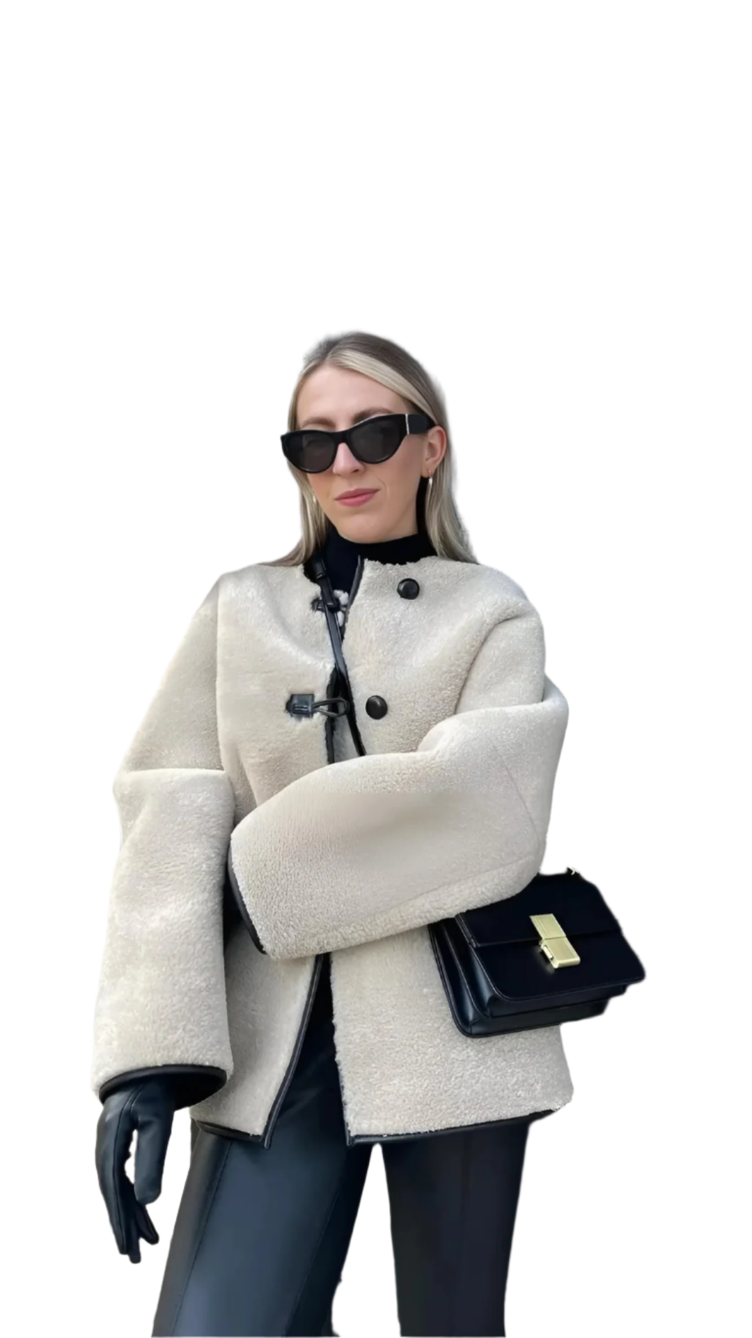 Elegant Leather Jacket Women's Faux Fur Coat