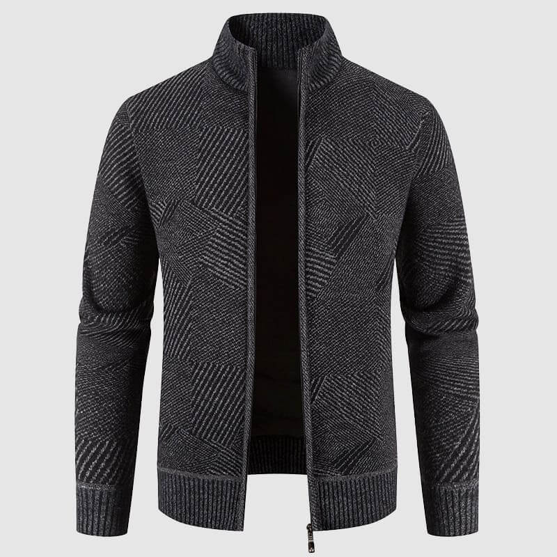 Stylish Men's Cardigan Jacket Geometric Pattern