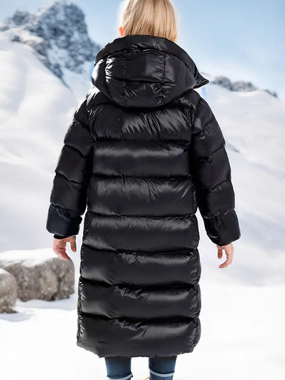 Kinder Wintermantel Lang Kapuze Mädchen - IdealeKleiden