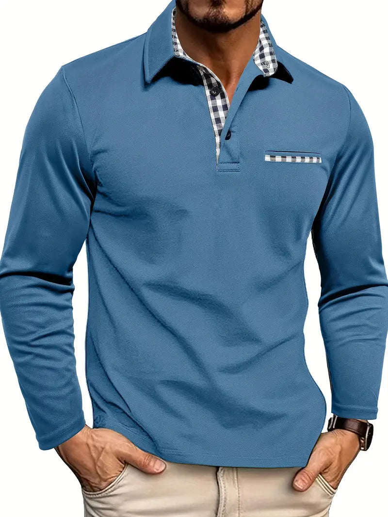 Herren Winter Polo Langarm Shirt Warm
