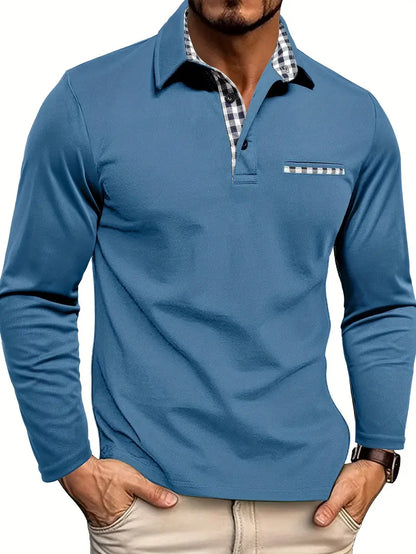 Herren Winter Polo Langarm Shirt Warm