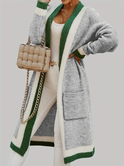 Long Knitted Cardigan Autumnal Elegant Women