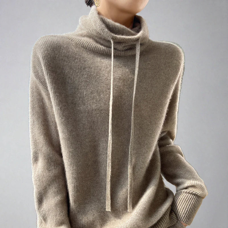 Damen Pullover Hochkragen Bequem - IdealeKleiden