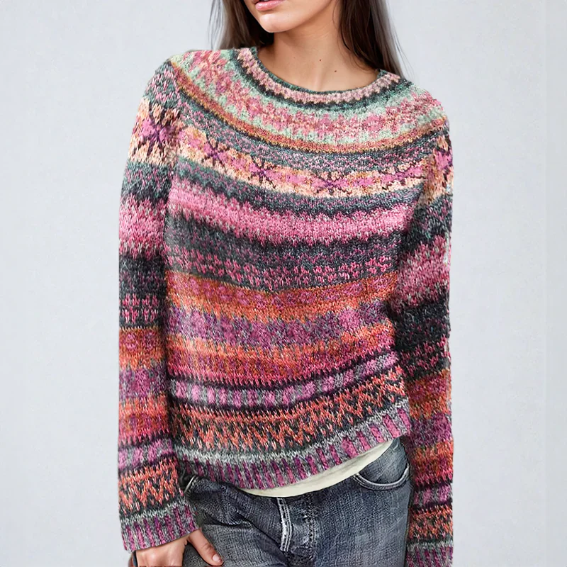 Women's Colorful Striped Knit Sweater