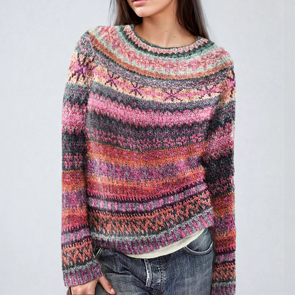 Women's Colorful Striped Knit Sweater
