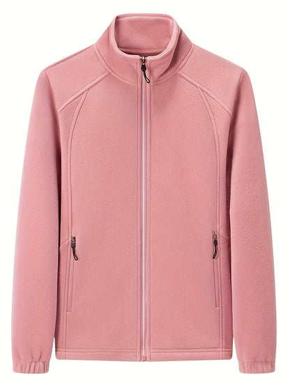 Women's Fleece Jacket Warm Stand-up Collar Long Sleeve