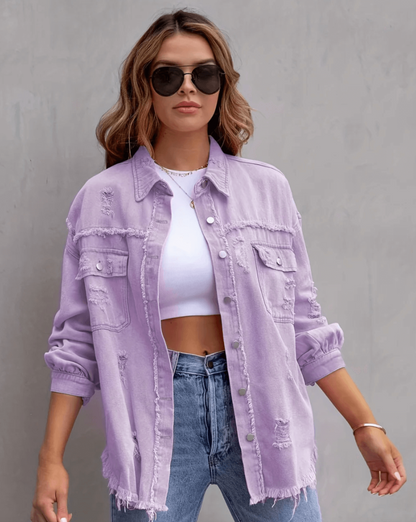 Proper Ripped Denim Jacket Oversize