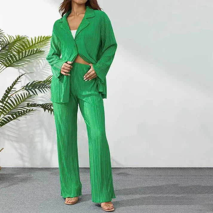 Women's Two-Piece Set Pleated Skirt Elegant
