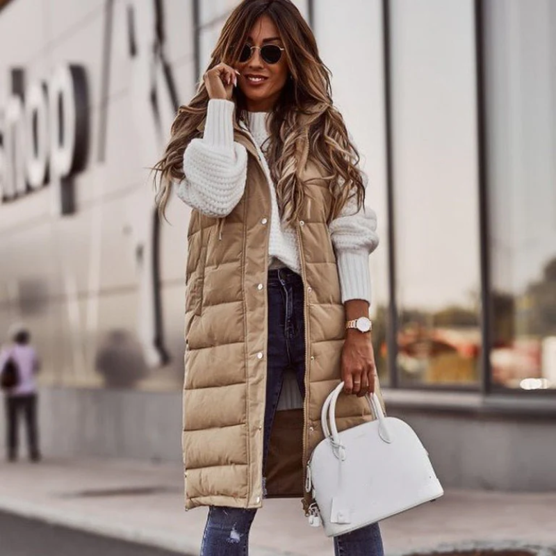 Women's Quilted Jacket Down Long Scarf Warm