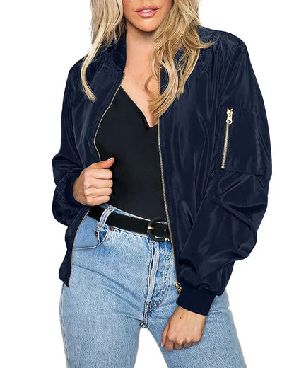 Stylish full-zip bomber jacket with side pockets