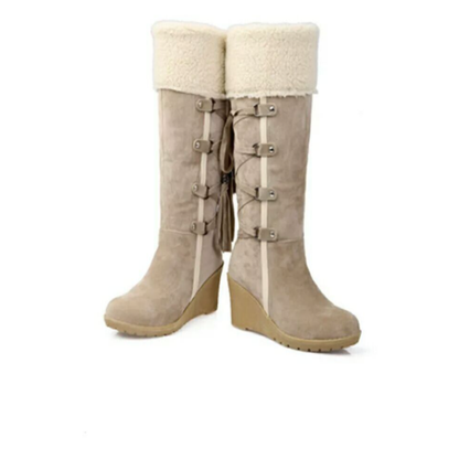 Women's Boots Lace-Up Wedge Fur Overlay