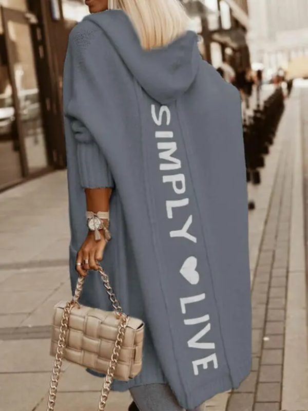 Snuggly Long Cardigan Hood Soft and Warm