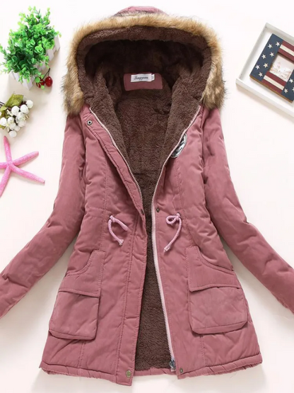 Chic Slim-Fit Parka with Hood for Women