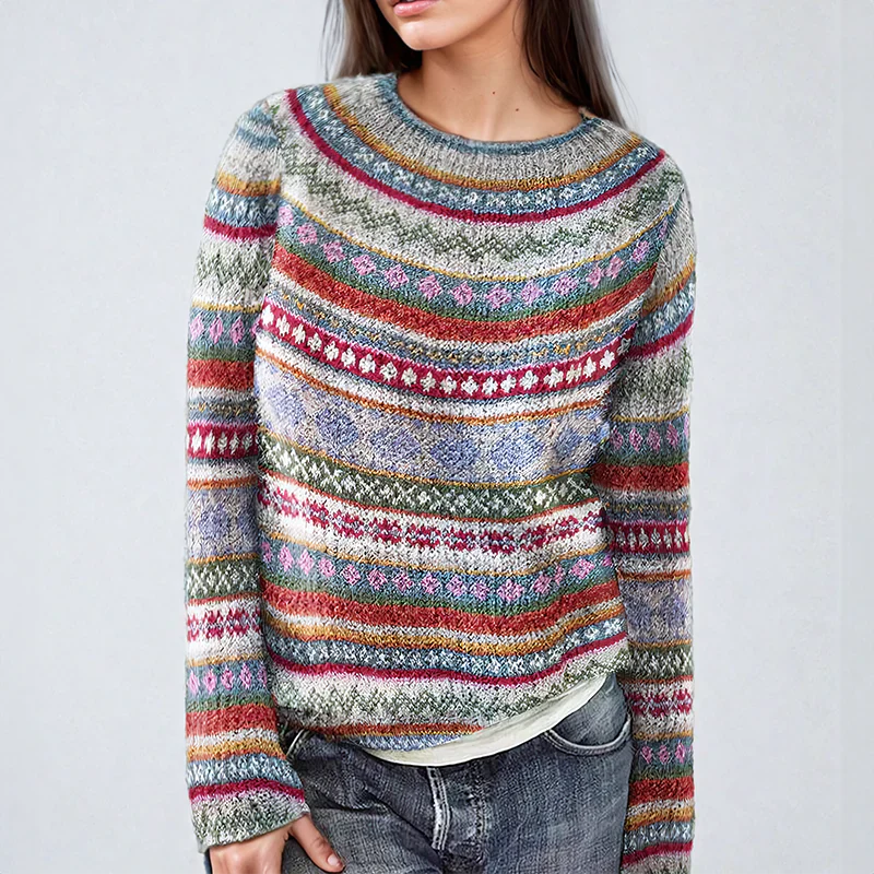 Women's Colorful Striped Knit Sweater