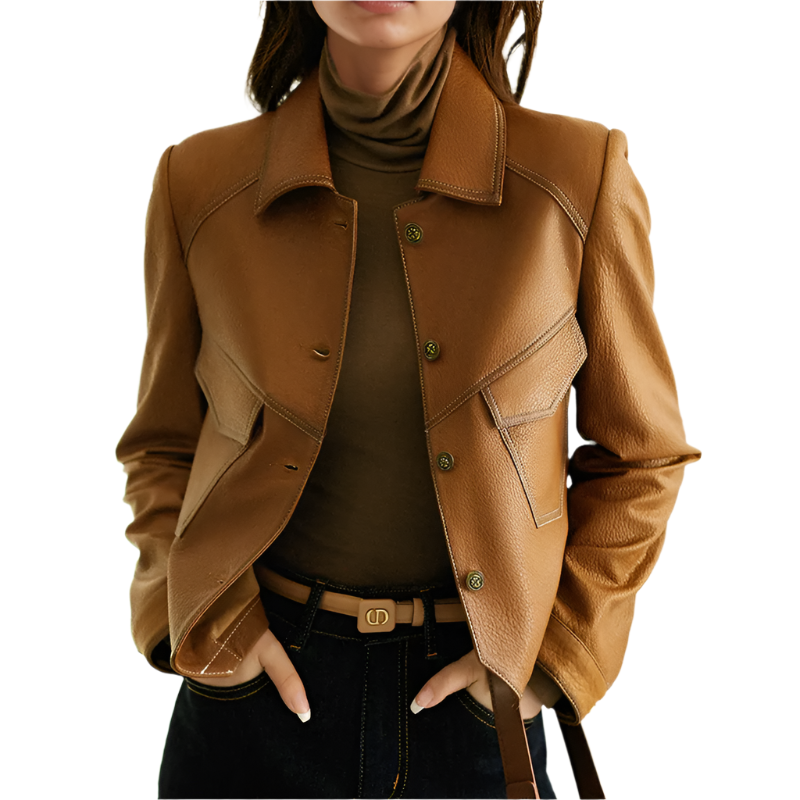 Vegan Leather Jacket Women's Retro Style