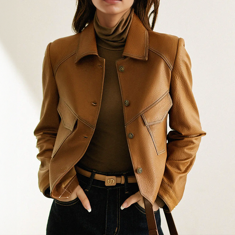 Vegane Lederjacke Damen Retro Stil - IdealeKleiden