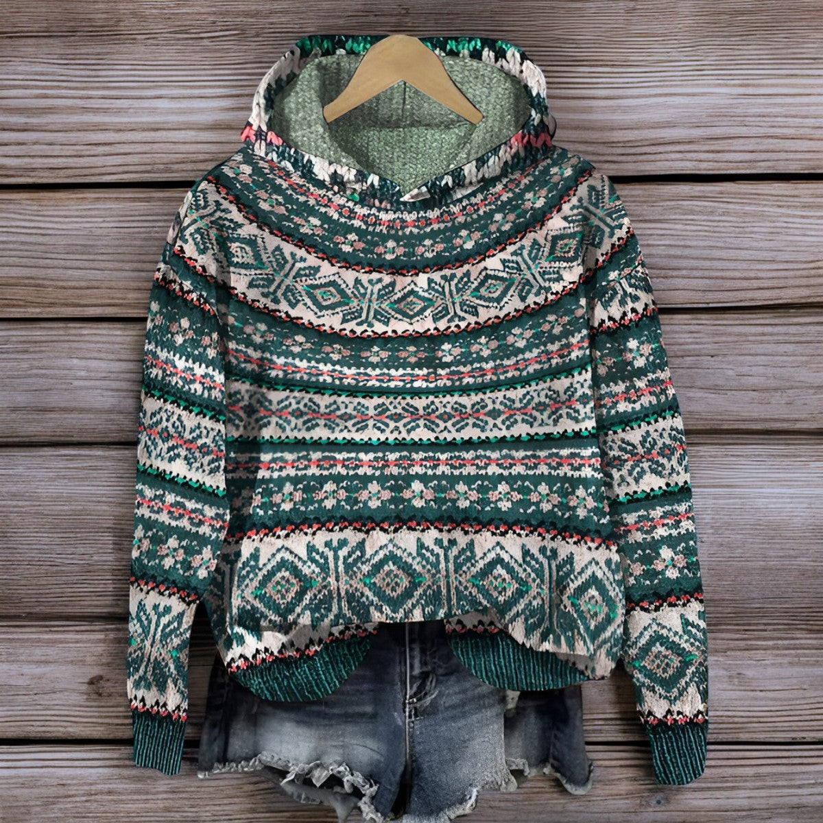 Hoodie Winter Warm Knitted Icelandic
