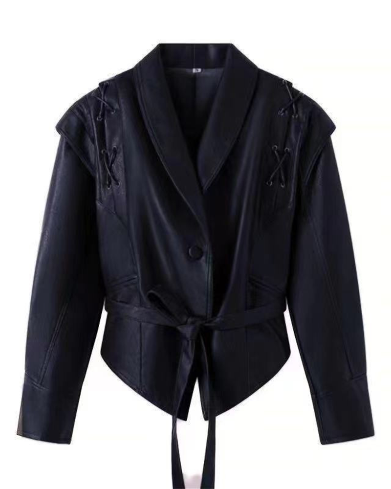 Leather Jacket Women Long Sleeve Stylish