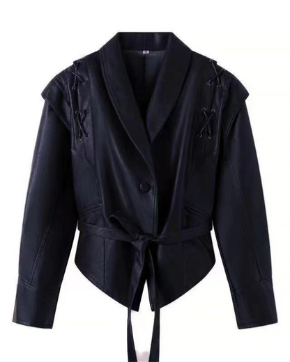 Leather Jacket Women Long Sleeve Stylish
