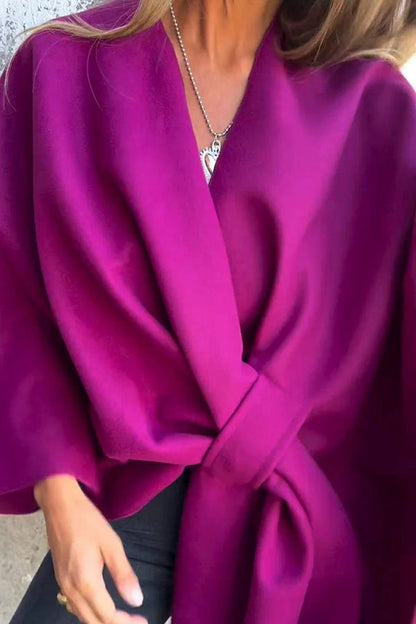 Stylish Women's Jacket V-Neck Cape Design